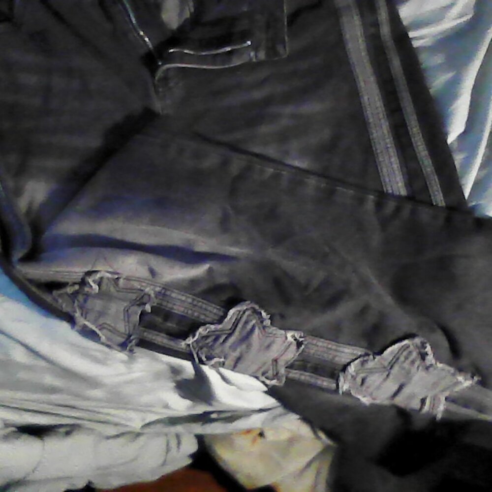 gray/black star wide leg jeans